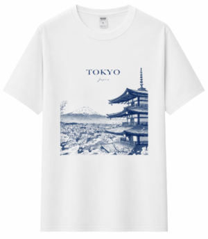 Camiseta blanca templo japones personalizada