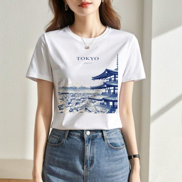 Camiseta blanca templo japones personalizada