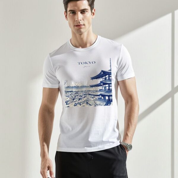 Camiseta blanca templo japones personalizada