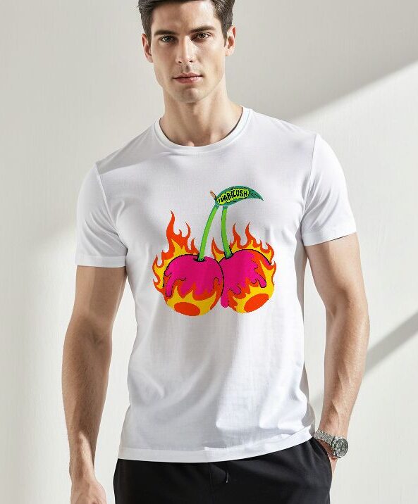 Camiseta burning cherries personalizada